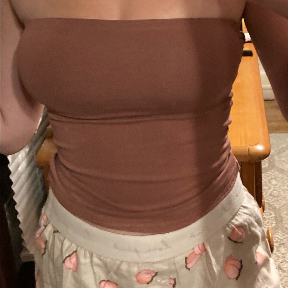 Express dark nude mid length tube top XS